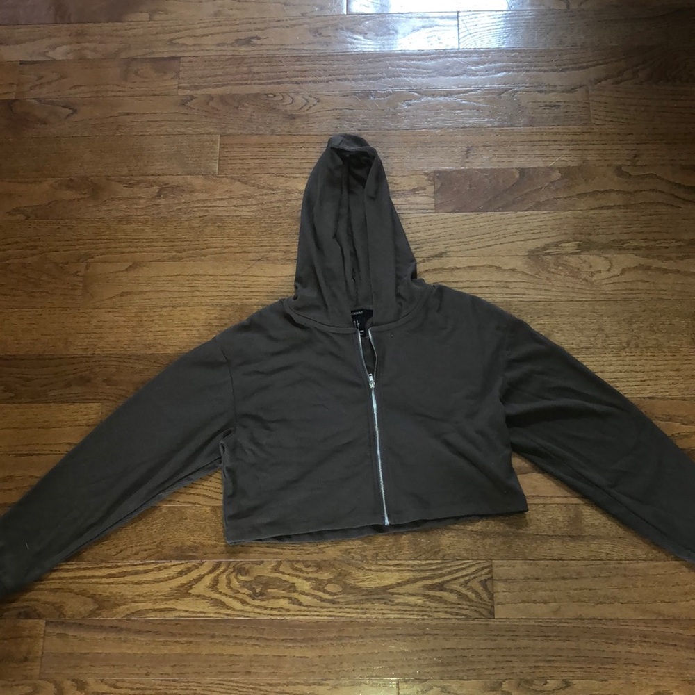 Cropped, forest green long sleeve from Forever 21